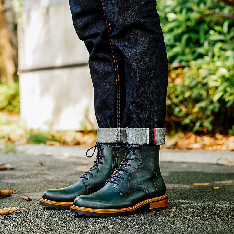 Dark Green Handmade Vintage Martin Boots2