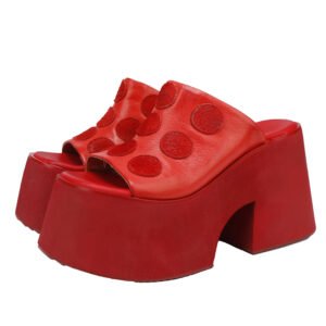 New Women’s Platform Sandals – Genuine Cowhide Leather, High Heel